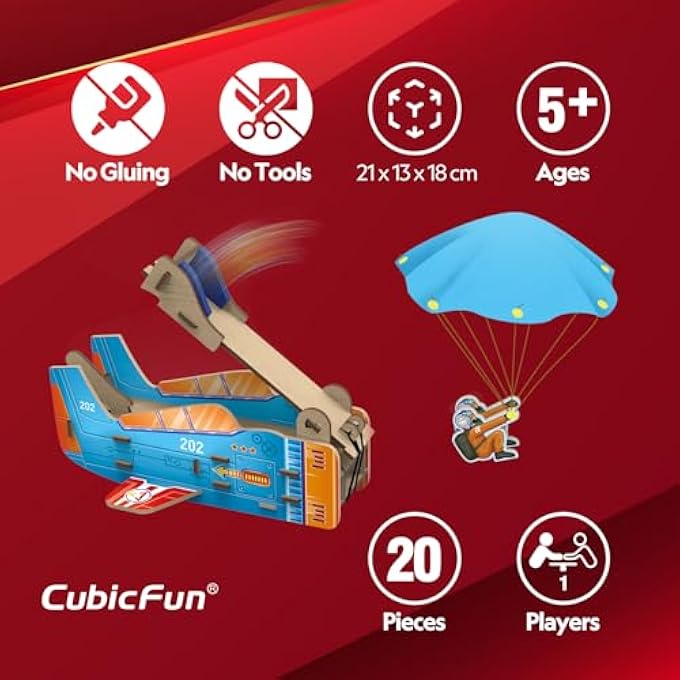 NATIONAL GEOGRAPHIC 3D PUZZLE LAUNCHER PARACHUTE 20-PIECES BY CUBIC FUN, STEM LEARNING, BUILD THINGS WITH READ-ALONG ADVENTURE, EDUCATIONAL PUZZLE, LEARN & FUN TOYS, FOR KIDS 5 YEARS+ - Image 2